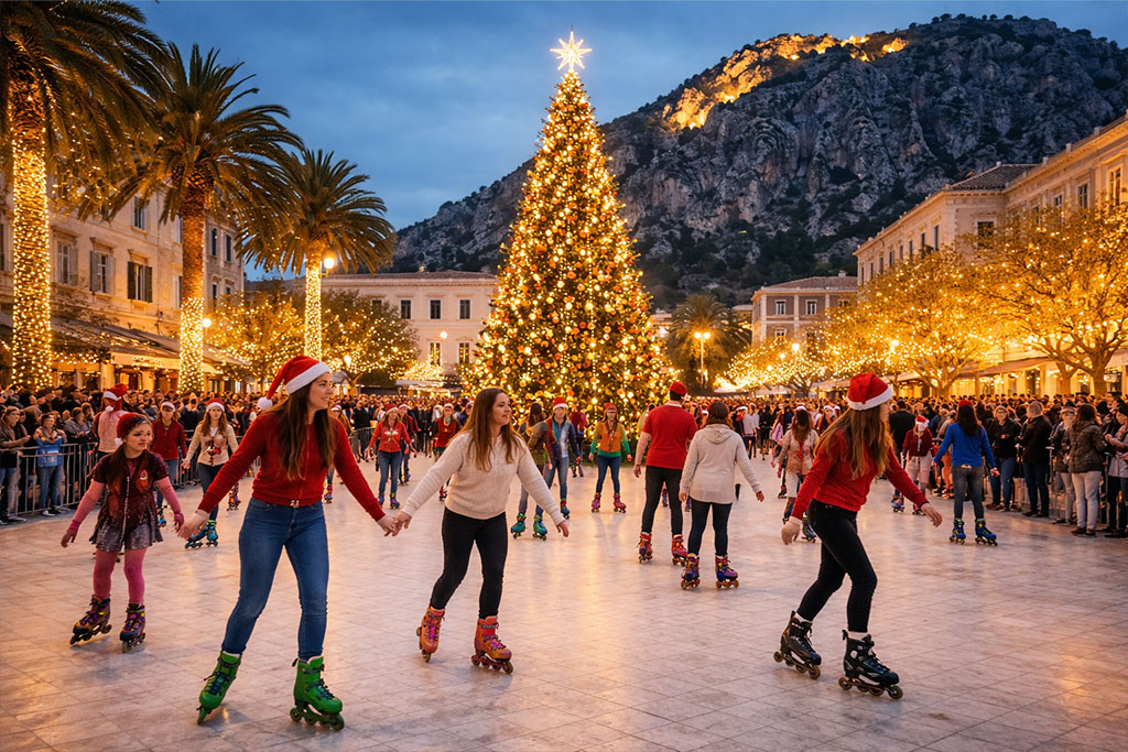 Argos xristougenna me roler stin plateia agiou petrou enallaktiki drasi gia paidia